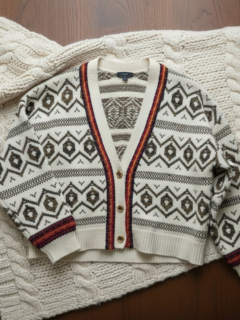 J.Crew Diamond Fair Isle Cardigan Sweater